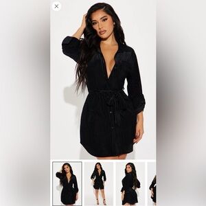 Fashion Nova Black Velvet Mini Dress